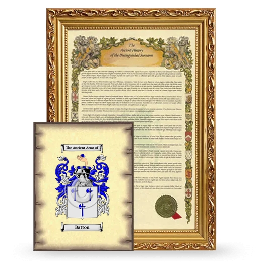 Batton Framed History and Coat of Arms Print - Gold