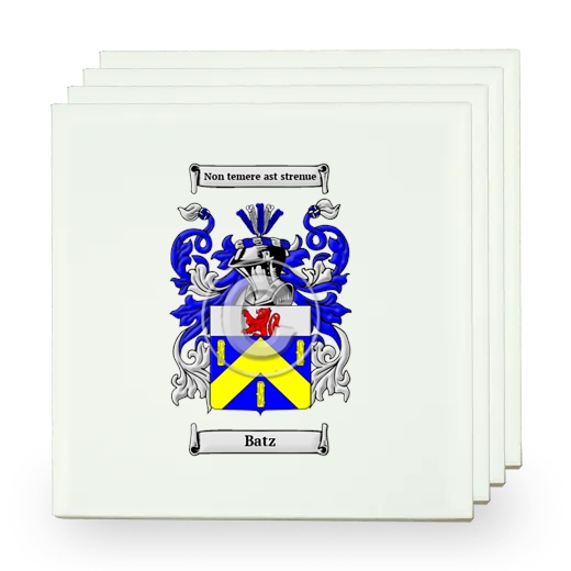 Batz Set of Four Small Tiles with Coat of Arms