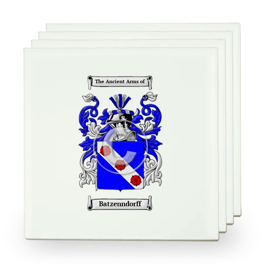 Batzenndorff Set of Four Small Tiles with Coat of Arms