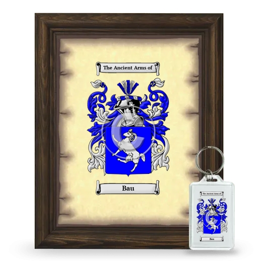 Bau Framed Coat of Arms and Keychain - Brown