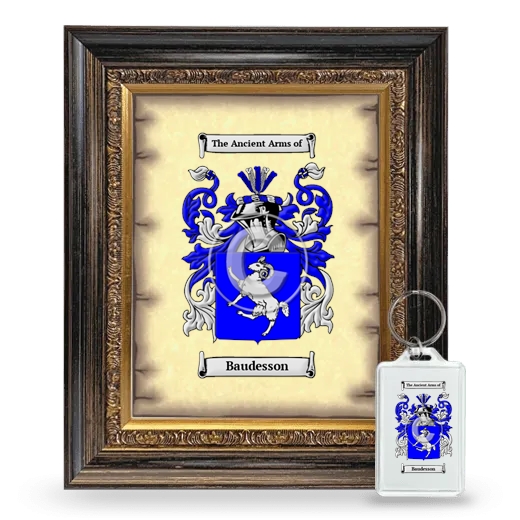 Baudesson Framed Coat of Arms and Keychain - Heirloom