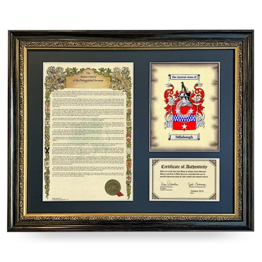 Dillabough Framed Surname History and Coat of Arms- Heirloom