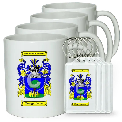 Bumgardener Set of 4 Coffee Mugs and Keychains