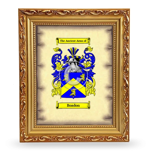 Boadon Coat of Arms Framed - Gold