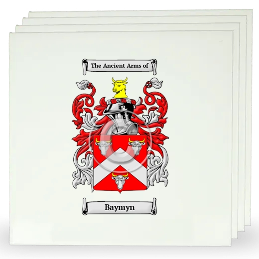 Baymyn Set of Four Large Tiles with Coat of Arms