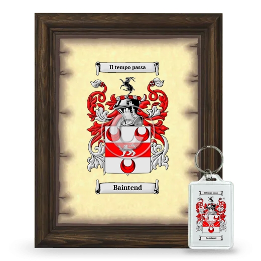 Baintend Framed Coat of Arms and Keychain - Brown