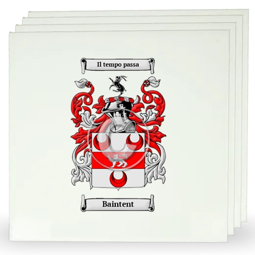 Baintent Set of Four Large Tiles with Coat of Arms