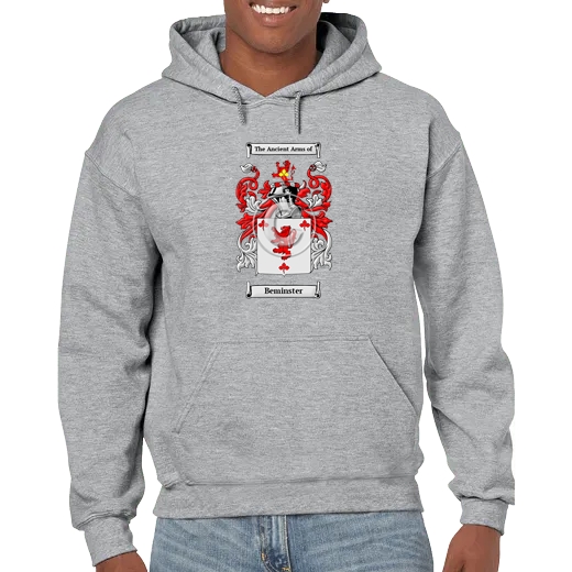 Beminster Grey Unisex Coat of Arms Hooded Sweatshirt