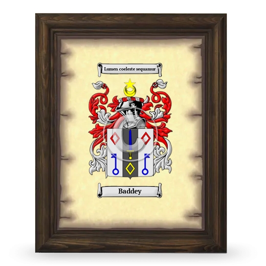 Baddey Coat of Arms Framed - Brown