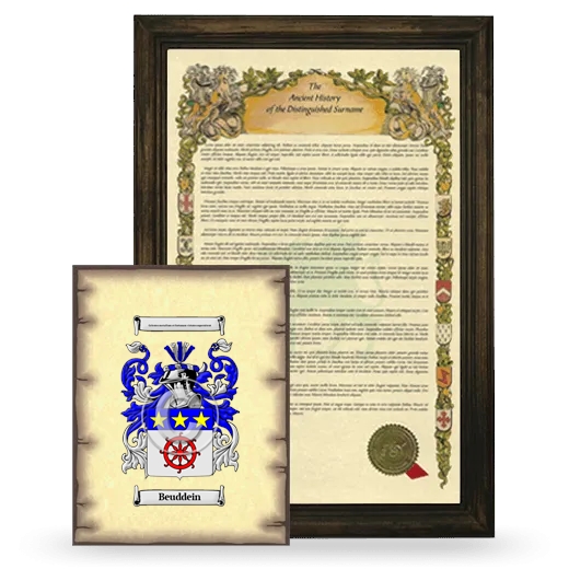 Beuddein Framed History and Coat of Arms Print - Brown