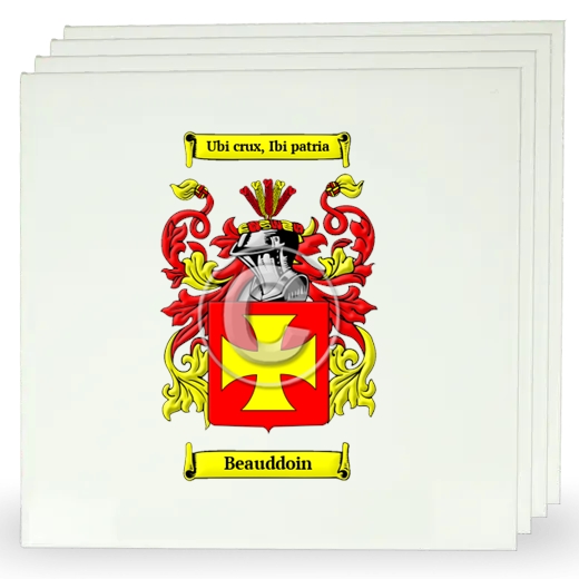 Beauddoin Set of Four Large Tiles with Coat of Arms
