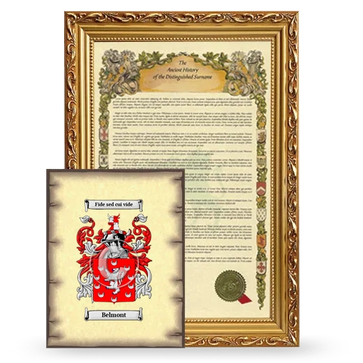 Belmont Framed History and Coat of Arms Print - Gold