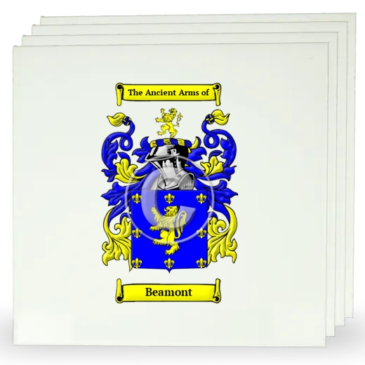 Beamont Set of Four Large Tiles with Coat of Arms