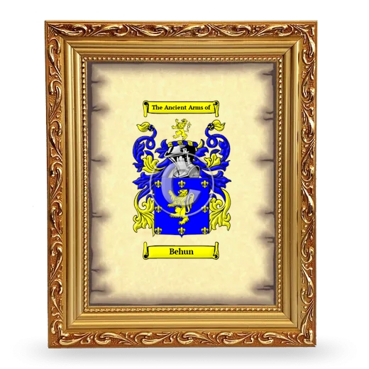 Behun Coat of Arms Framed - Gold