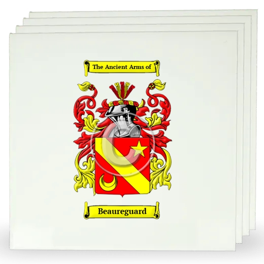Beaureguard Set of Four Large Tiles with Coat of Arms