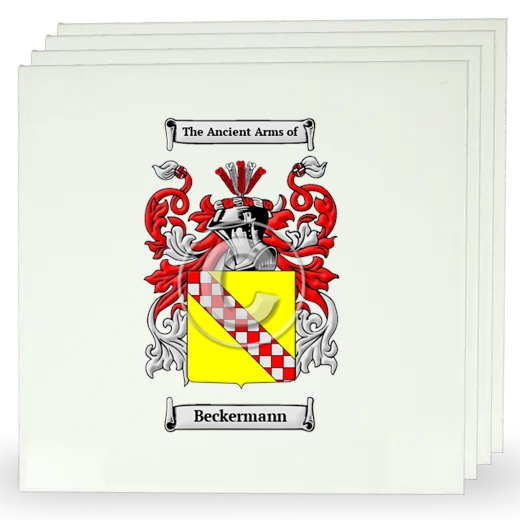 Beckermann Set of Four Large Tiles with Coat of Arms