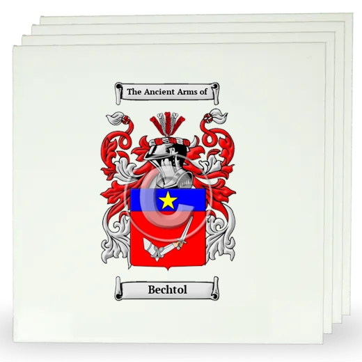 Bechtol Set of Four Large Tiles with Coat of Arms