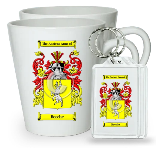 Becche Pair of Latte Mugs and Pair of Keychains