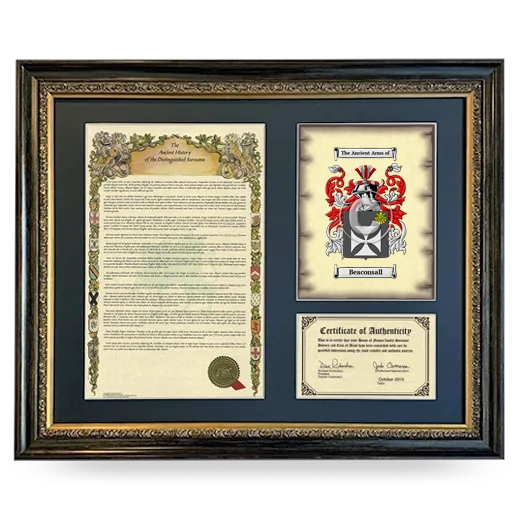 Beaconsall Framed Surname History and Coat of Arms- Heirloom