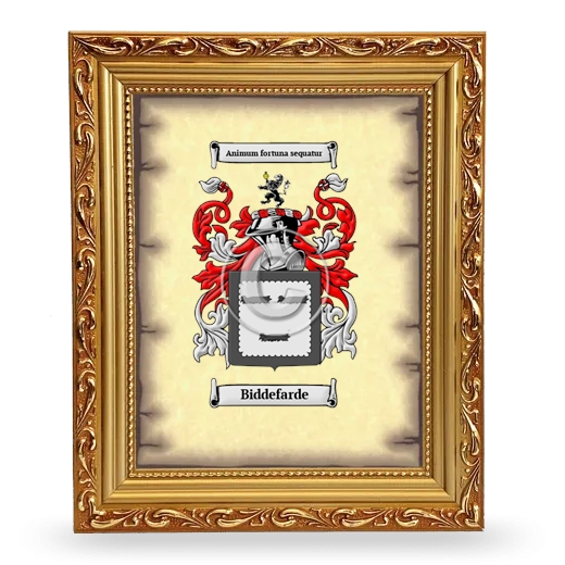 Biddefarde Coat of Arms Framed - Gold