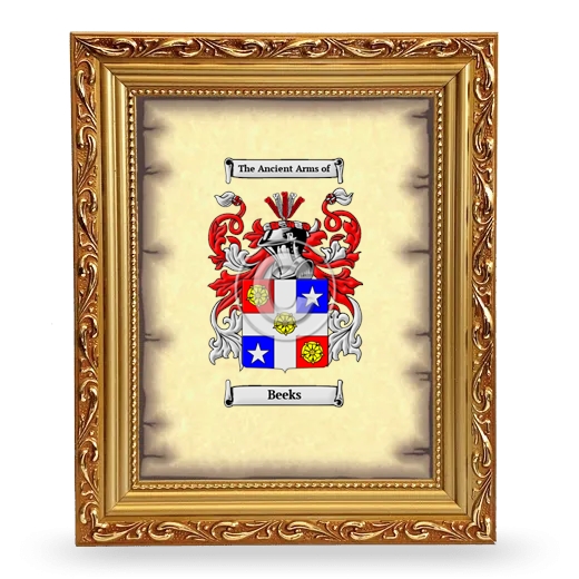 Beeks Coat of Arms Framed - Gold