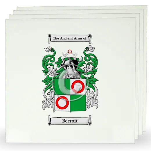 Becroft Set of Four Large Tiles with Coat of Arms