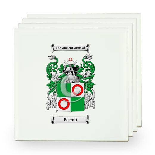 Becroft Set of Four Small Tiles with Coat of Arms