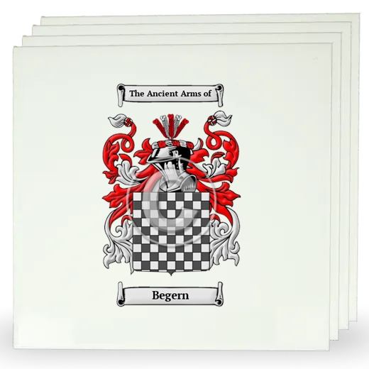 Begern Set of Four Large Tiles with Coat of Arms