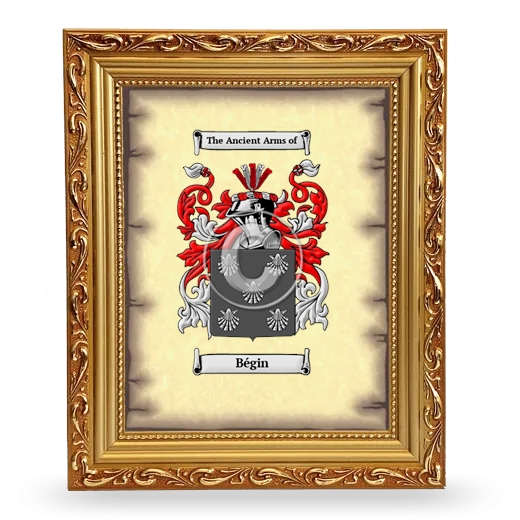 Bégin Coat of Arms Framed - Gold