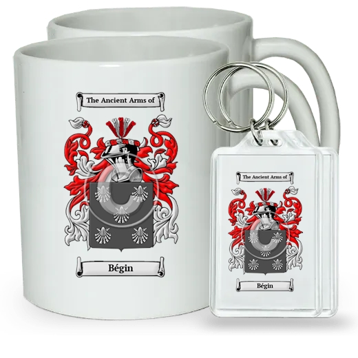 Bégin Pair of Coffee Mugs and Pair of Keychains