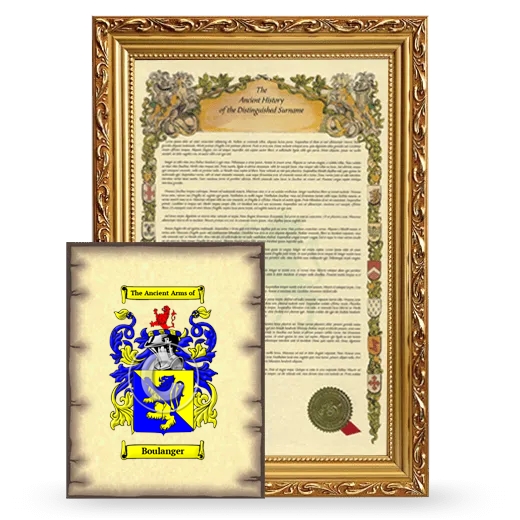 Boulanger Framed History and Coat of Arms Print - Gold