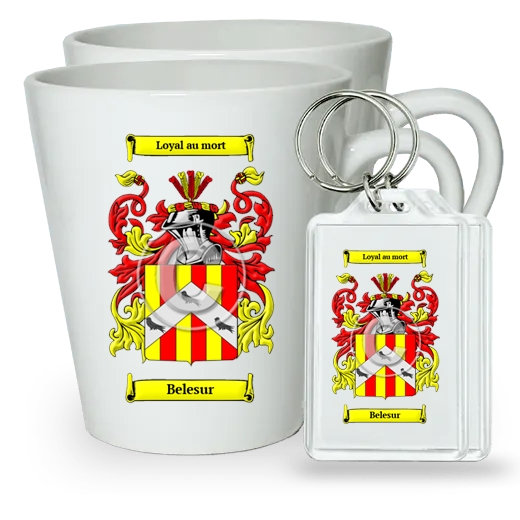 Belesur Pair of Latte Mugs and Pair of Keychains