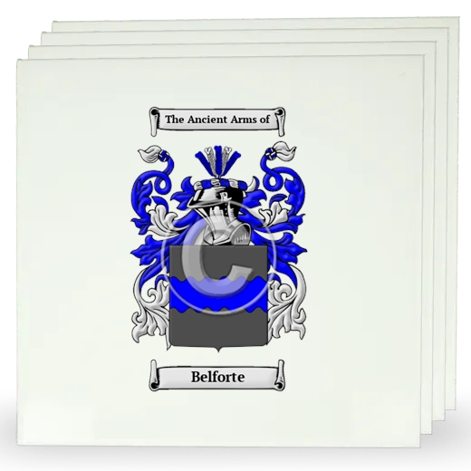 Belforte Set of Four Large Tiles with Coat of Arms