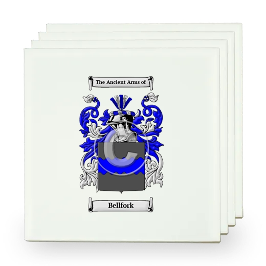 Bellfork Set of Four Small Tiles with Coat of Arms