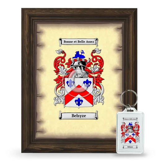 Belsyze Framed Coat of Arms and Keychain - Brown