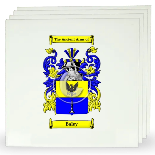 Baley Set of Four Large Tiles with Coat of Arms