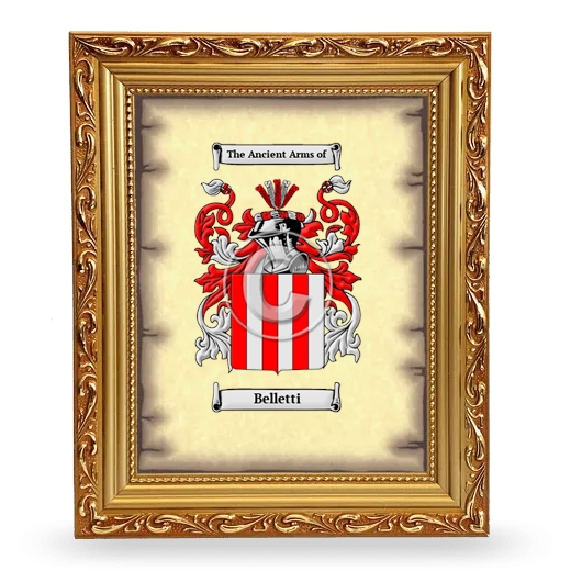 Belletti Coat of Arms Framed - Gold