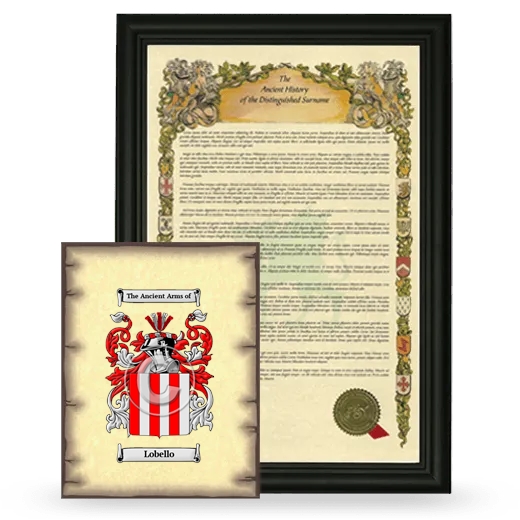 Lobello Framed History and Coat of Arms Print - Black