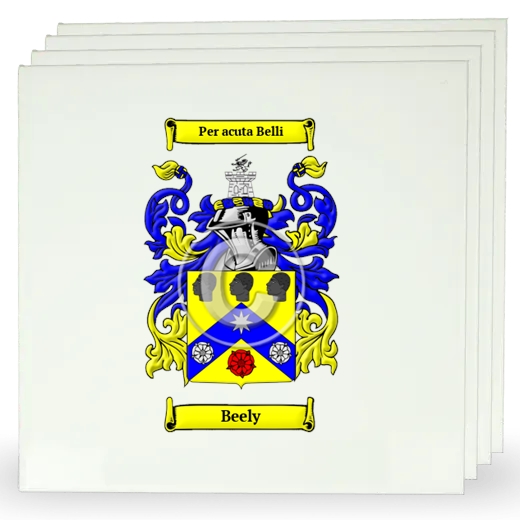 Beely Set of Four Large Tiles with Coat of Arms