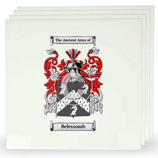 Belessomb Set of Four Large Tiles with Coat of Arms