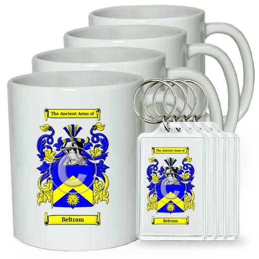 Beltram Set of 4 Coffee Mugs and Keychains