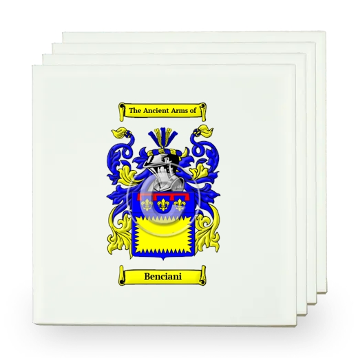 Benciani Set of Four Small Tiles with Coat of Arms