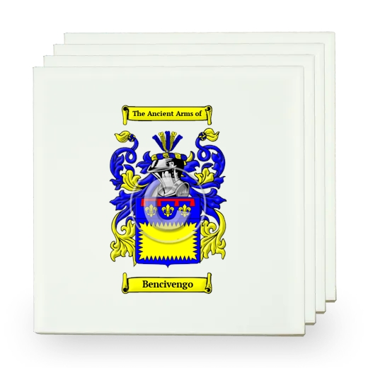 Bencivengo Set of Four Small Tiles with Coat of Arms