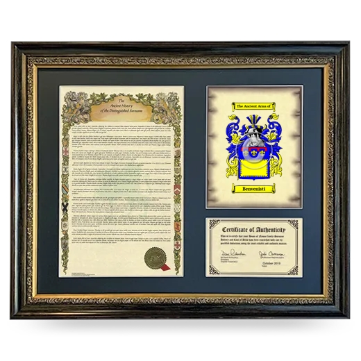 Benvenisti Framed Surname History and Coat of Arms- Heirloom