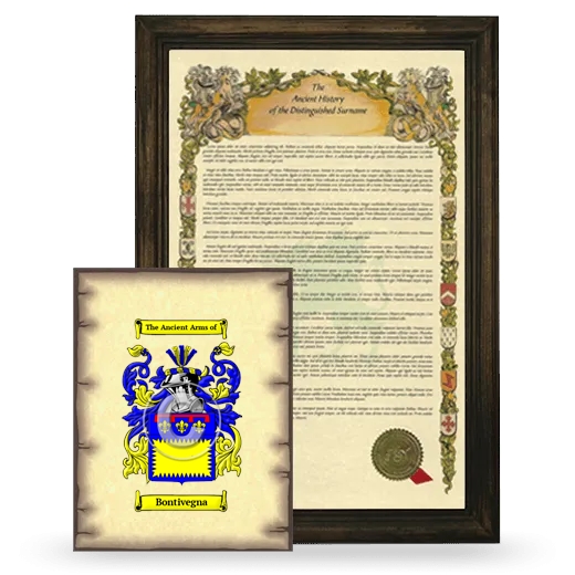 Bontivegna Framed History and Coat of Arms Print - Brown