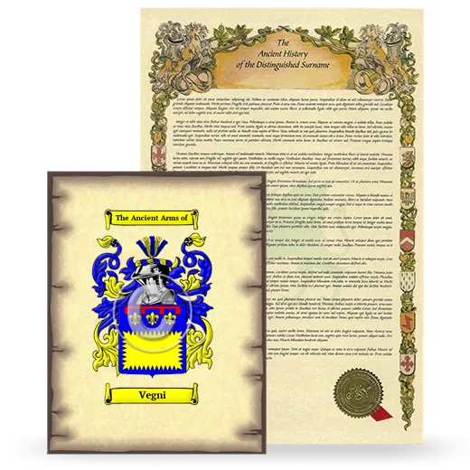 Vegni Coat of Arms and Surname History Package