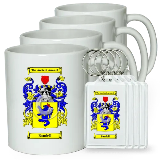 Bandell Set of 4 Coffee Mugs and Keychains