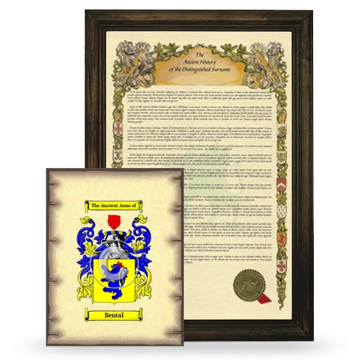 Bental Framed History and Coat of Arms Print - Brown
