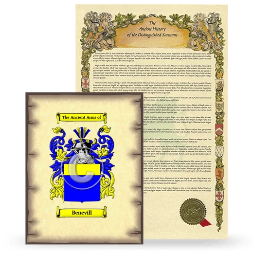 Benevill Coat of Arms and Surname History Package