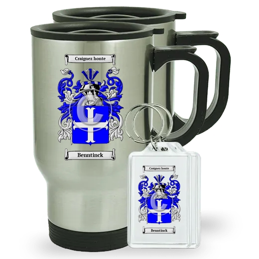 Benntinck Pair of Travel Mugs and pair of Keychains